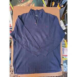 Men's Polo Ralph Lauren Sweater XXL Tall Blue Red Pony 1/4 Zip Pullover
